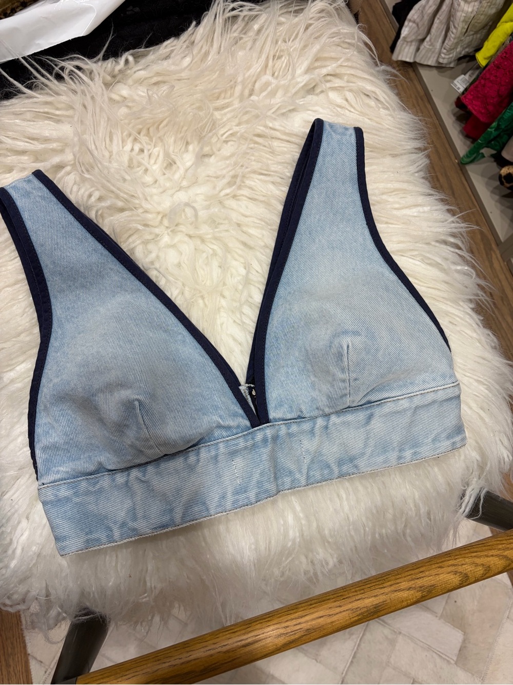 Dolce & Gabbana Light Blue Bralette with Navy Trim